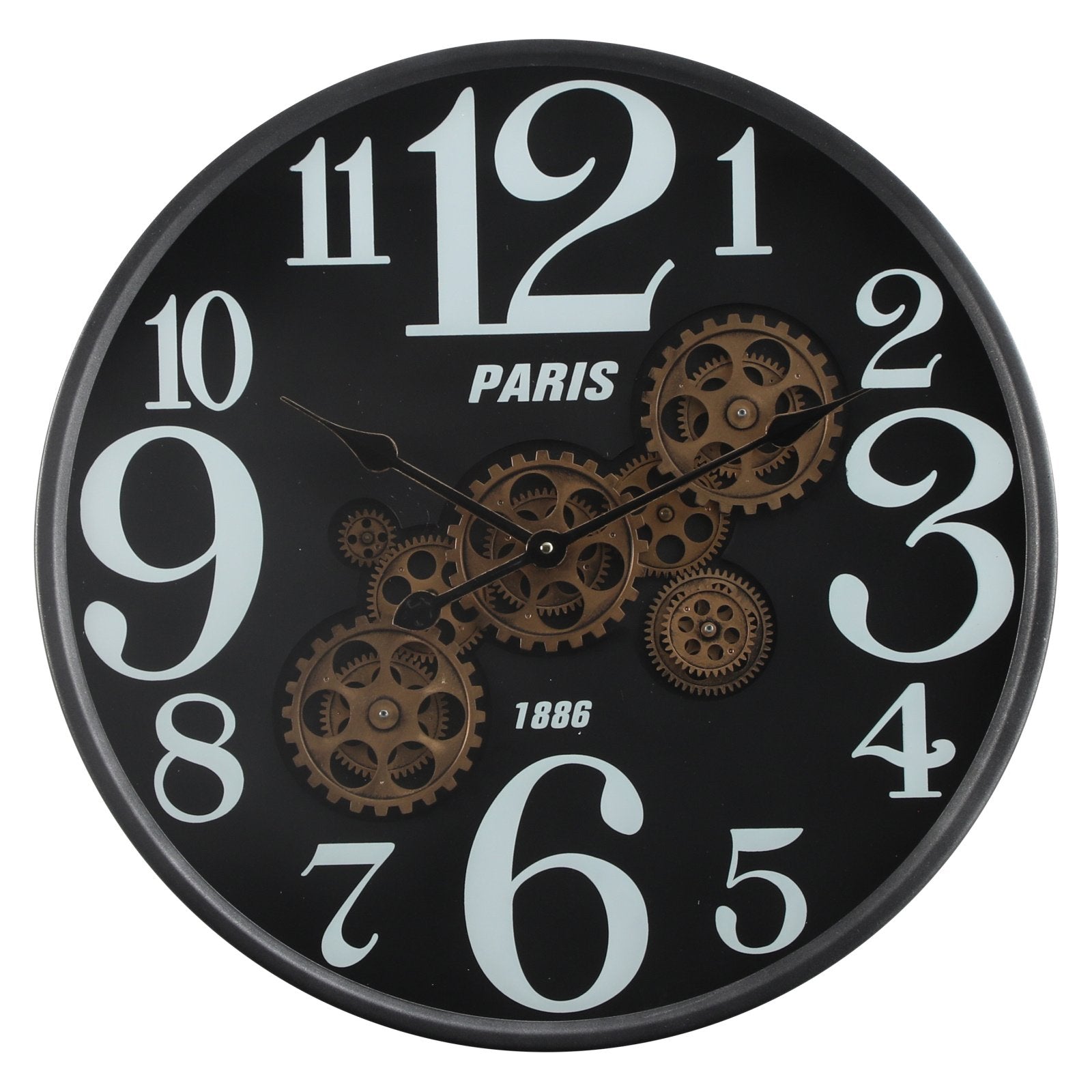 Modern Paris Industrial Black Metal Moving Gears Wall Clock – Oh Clocks
