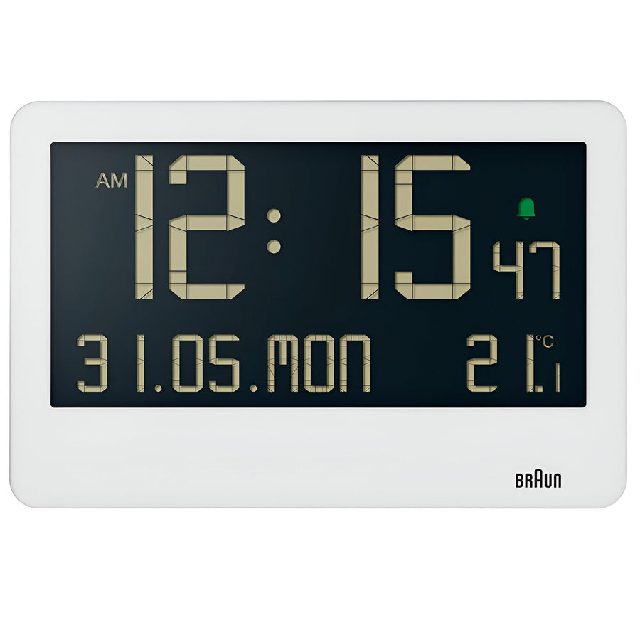 Braun Multifunction Reverse LCD Alarm Wall Desk Clock White 26cm BC14W 1