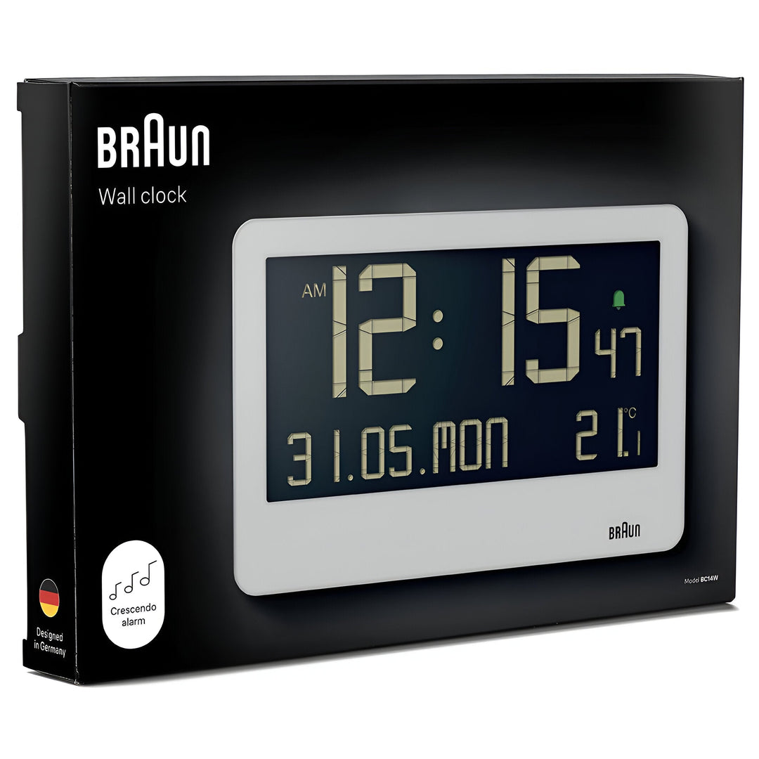 Braun Multifunction Reverse LCD Alarm Wall Desk Clock White 26cm BC14W 6