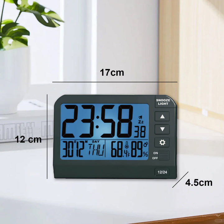 Checkmate Charlie Multifunction LCD Alarm Clock Black 17cm VGW-767BK 5