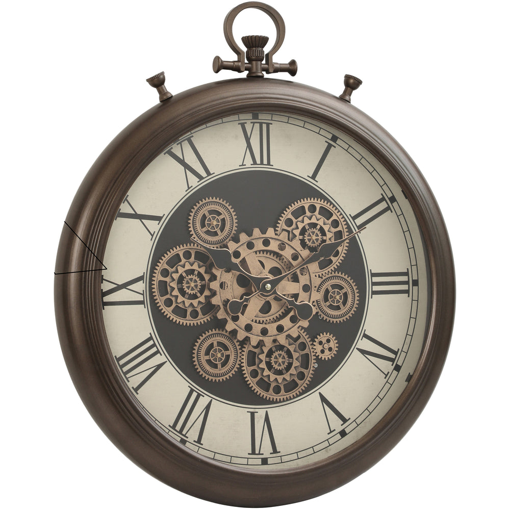 Chilli Decor FOB Chronograph Metal Moving Gears Wall Clock Roman Brown 62cm TQ-Y770 2