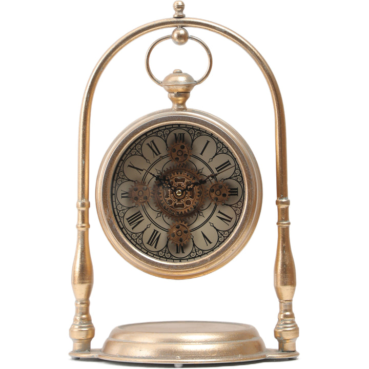 Chilli Decor Marrakesh Arch Gold Metal Moving Gears Desk Clock 47cm TQ-E11 1