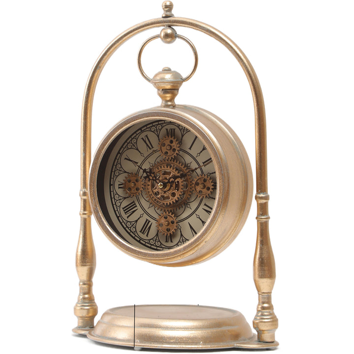 Chilli Decor Marrakesh Arch Gold Metal Moving Gears Desk Clock 47cm TQ-E11 2