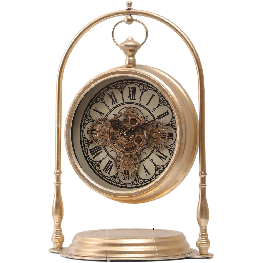 Chilli Decor Marrakesh Arch Gold Metal Moving Gears Desk Clock 67cm TQ-E10 2