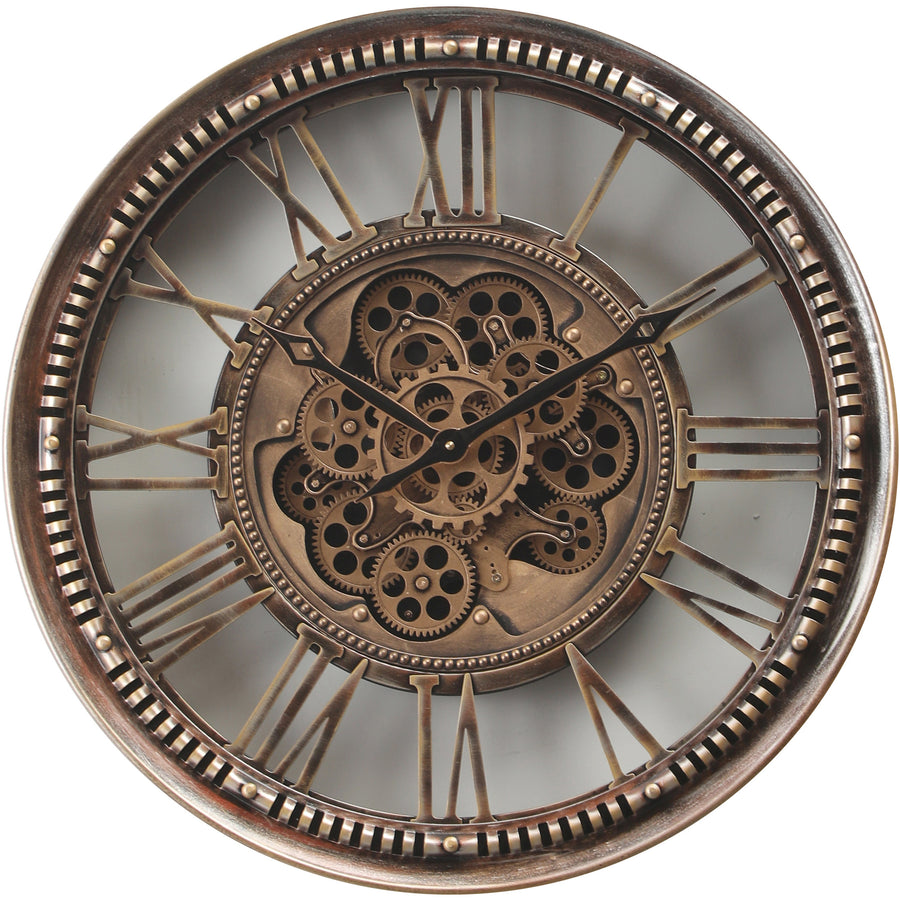 Chilli Decor Mason Industrial Distressed Bronze Metal Moving Gears Wall Clock 80cm TQ-Y797 1