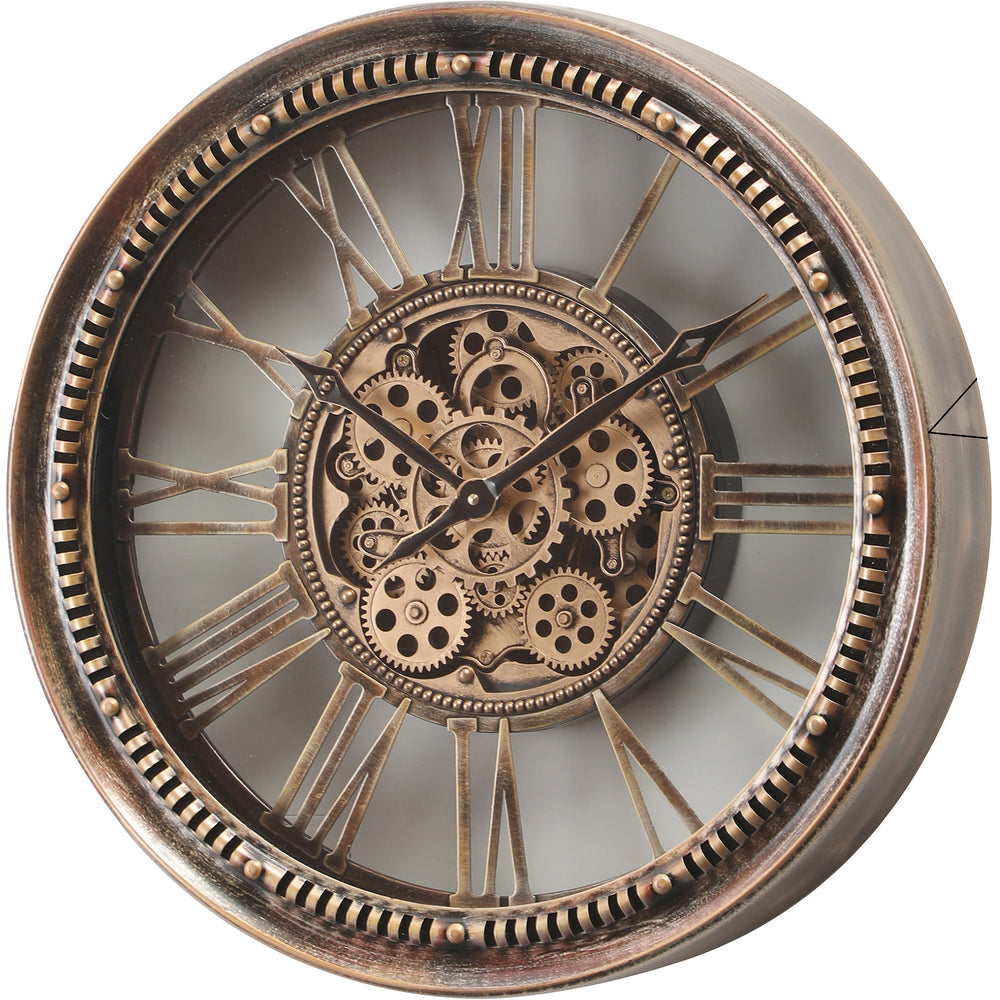 Chilli Decor Mason Industrial Distressed Bronze Metal Moving Gears Wall Clock 80cm TQ-Y797 2