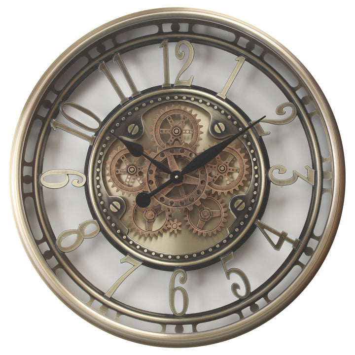 Chilli Decor Maurice Industrial Silver Gold Metal Moving Gears Wall Clock 70cm TQ-Y799 1