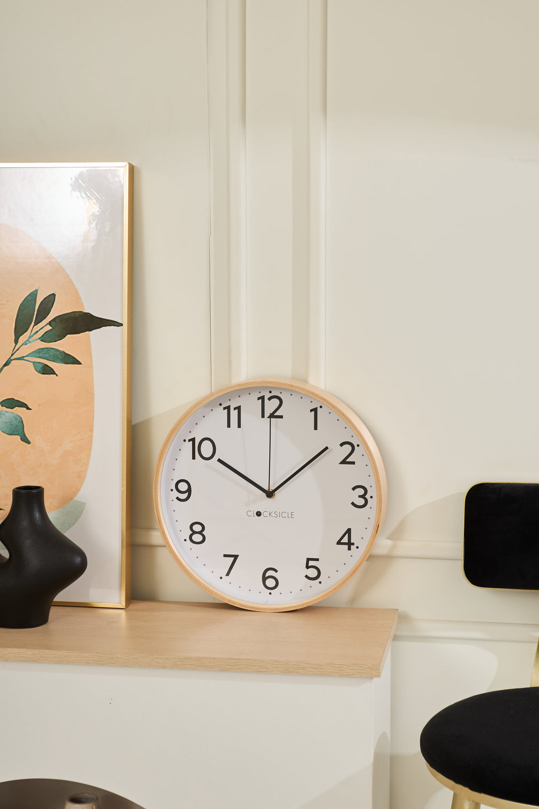 Clocksicle Silent Wood Wall Clock, Black, 31cm