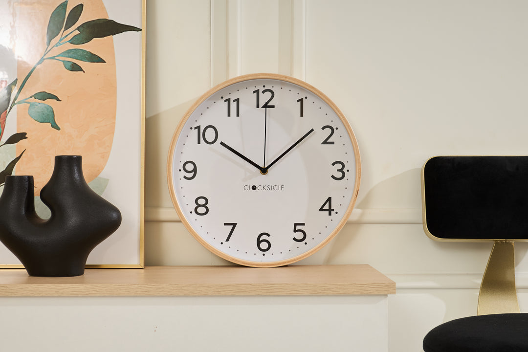 Clocksicle Silent Wood Wall Clock, Black, 31cm