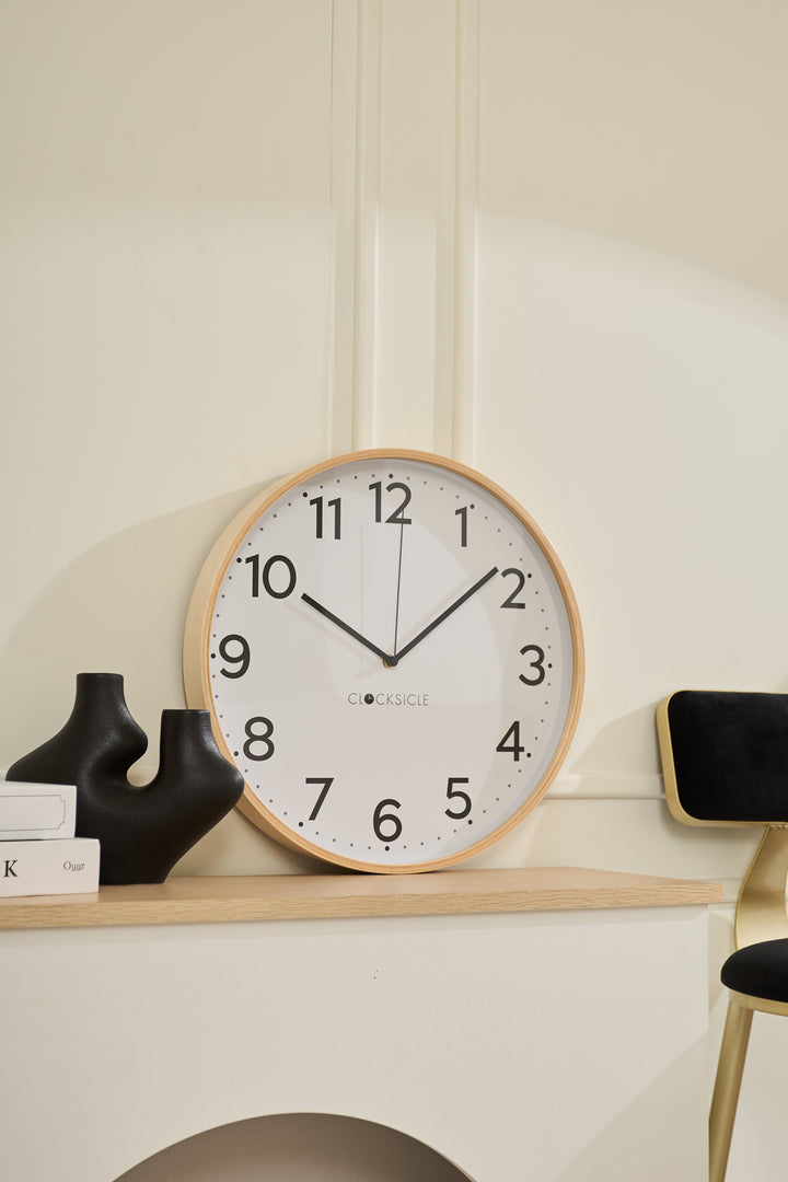 Clocksicle Silent Wood Wall Clock, Black, 40cm