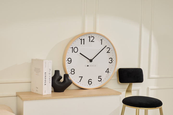 Clocksicle Silent Wood Wall Clock, Black, 50cm