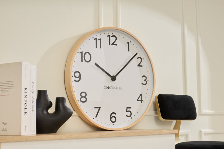 Clocksicle Silent Wood Wall Clock, Black, 50cm