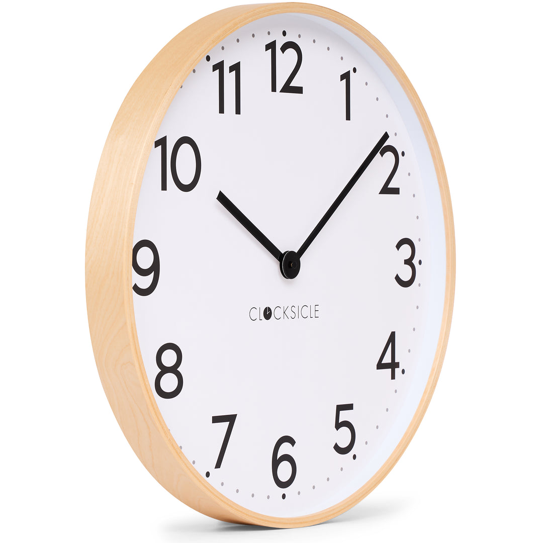 Clocksicle Silent Wood Wall Clock Black 50cm CC-50-BLCK Angle2