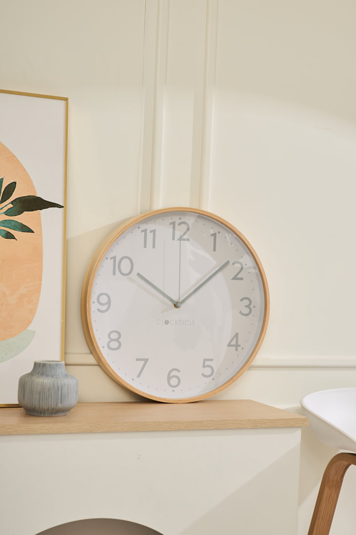 Clocksicle Silent Wood Wall Clock, Grey, 40cm