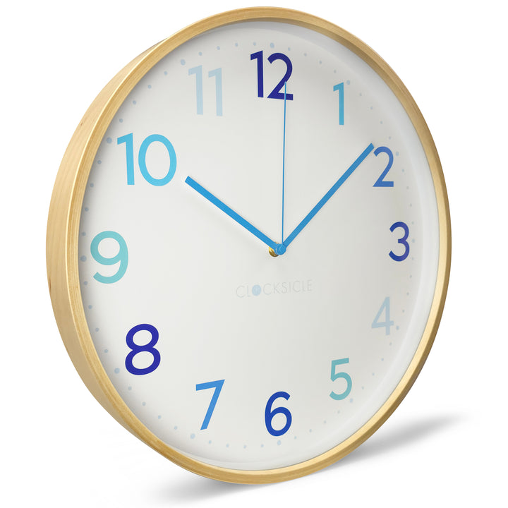 Clocksicle Silent Wood Wall Clock Multi Blue 40cm CC-40-MBLU 2