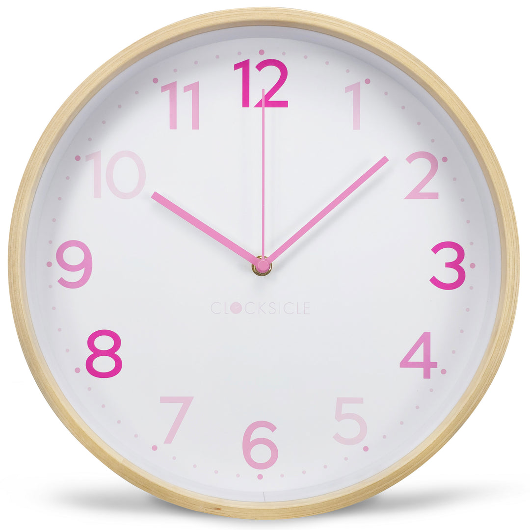 Clocksicle Silent Wood Wall Clock Multi Pink 31cm CC-30-MPIN 1