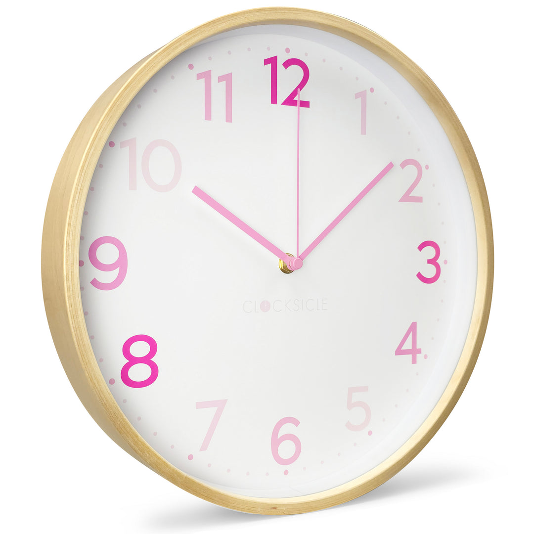 Clocksicle Silent Wood Wall Clock Multi Pink 31cm CC-30-MPIN 2