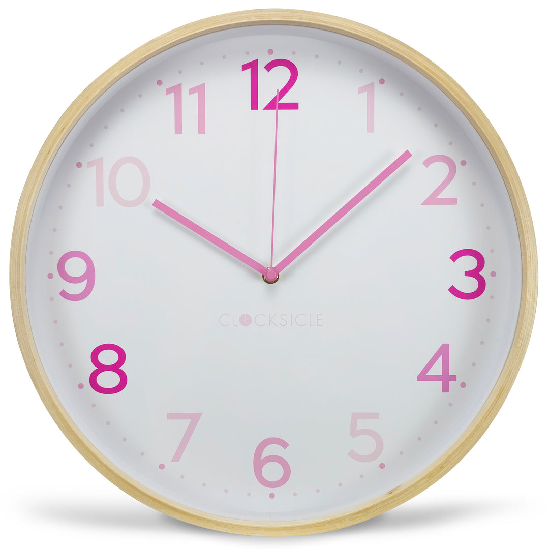 Clocksicle Silent Wood Wall Clock Multi Pink 40cm CC-40-MPIN 1