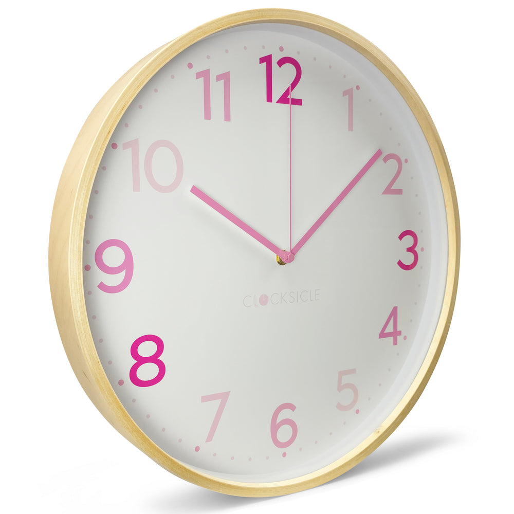 Clocksicle Silent Wood Wall Clock Multi Pink 40cm CC-40-MPIN 2