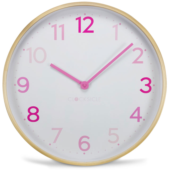 Clocksicle Silent Wood Wall Clock Multi Pink 50cm CC-50-MPIN 1