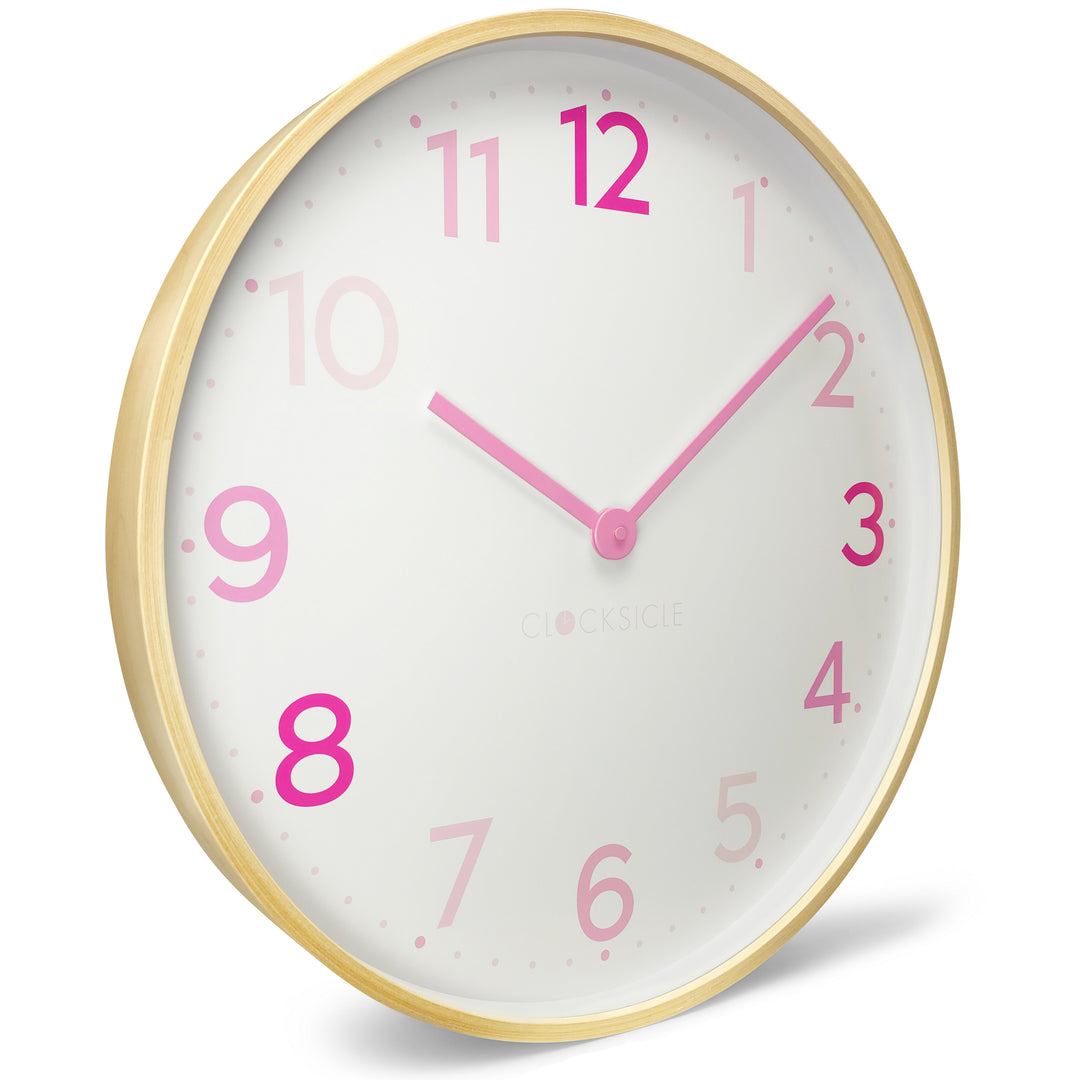 Clocksicle Silent Wood Wall Clock Multi Pink 50cm CC-50-MPIN 2