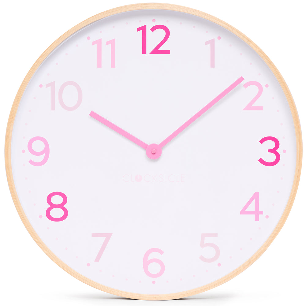 Clocksicle Silent Wood Wall Clock Multi Pink 50cm CC-50-MPIN Front