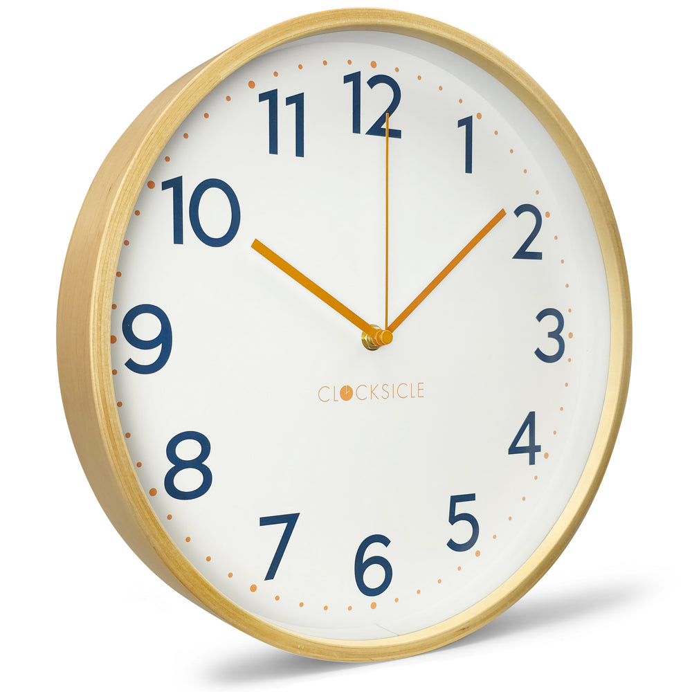 Clocksicle Silent Wood Wall Clock Mustard Navy 31cm CC-30-MUST 2