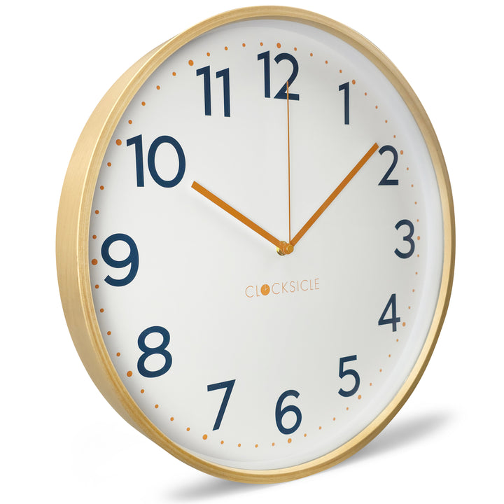 Clocksicle Silent Wood Wall Clock Mustard Navy 40cm CC-40-MUST 2