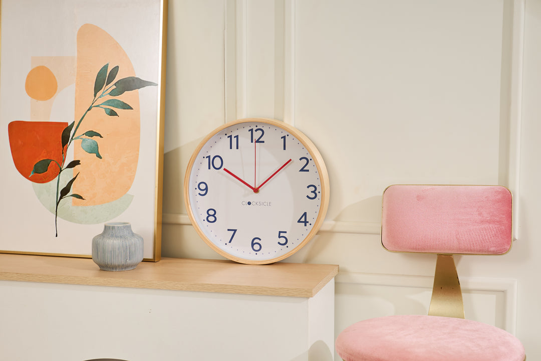 Clocksicle Silent Wood Wall Clock, Navy, 31cm