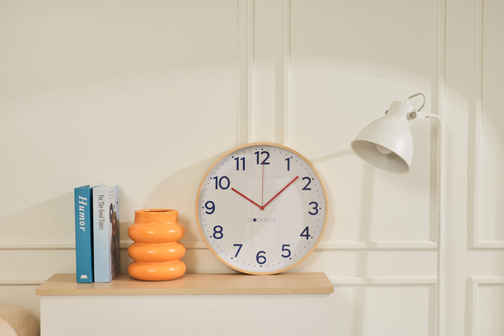 Clocksicle Silent Wood Wall Clock, Navy, 40cm