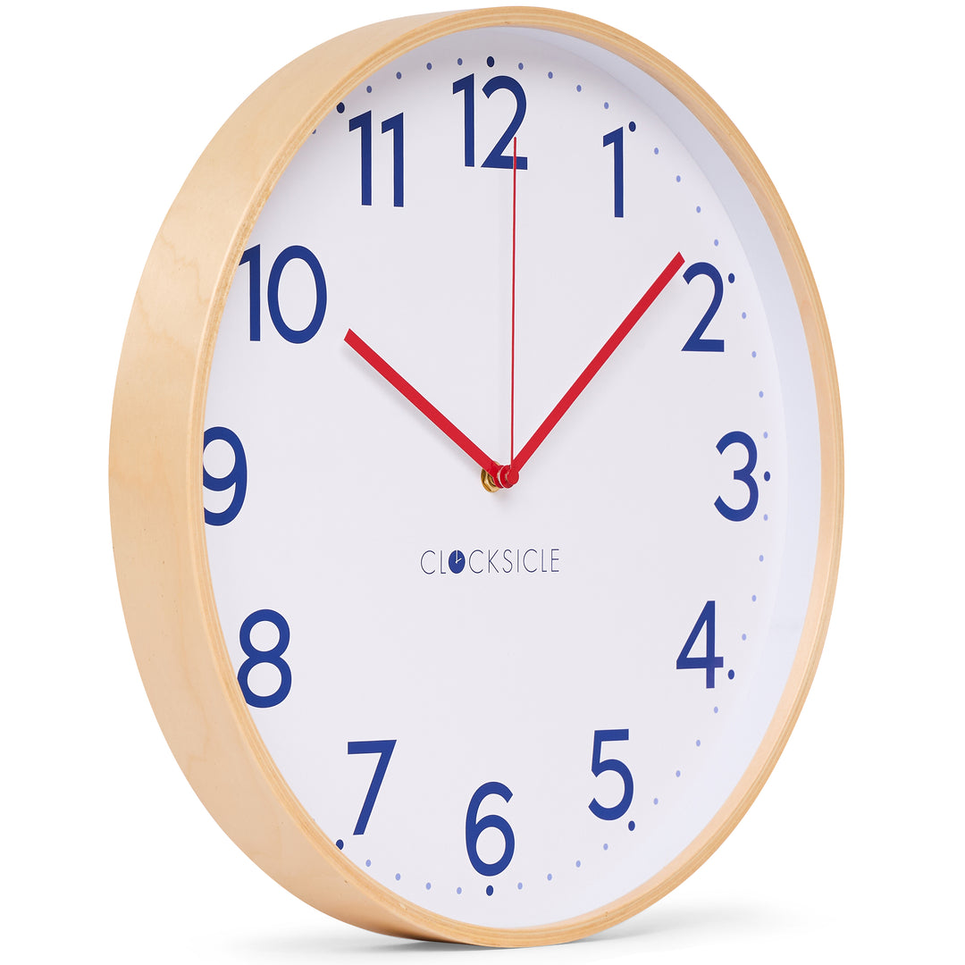 Clocksicle Silent Wood Wall Clock Navy 40cm CC-40-NAVY Angle2