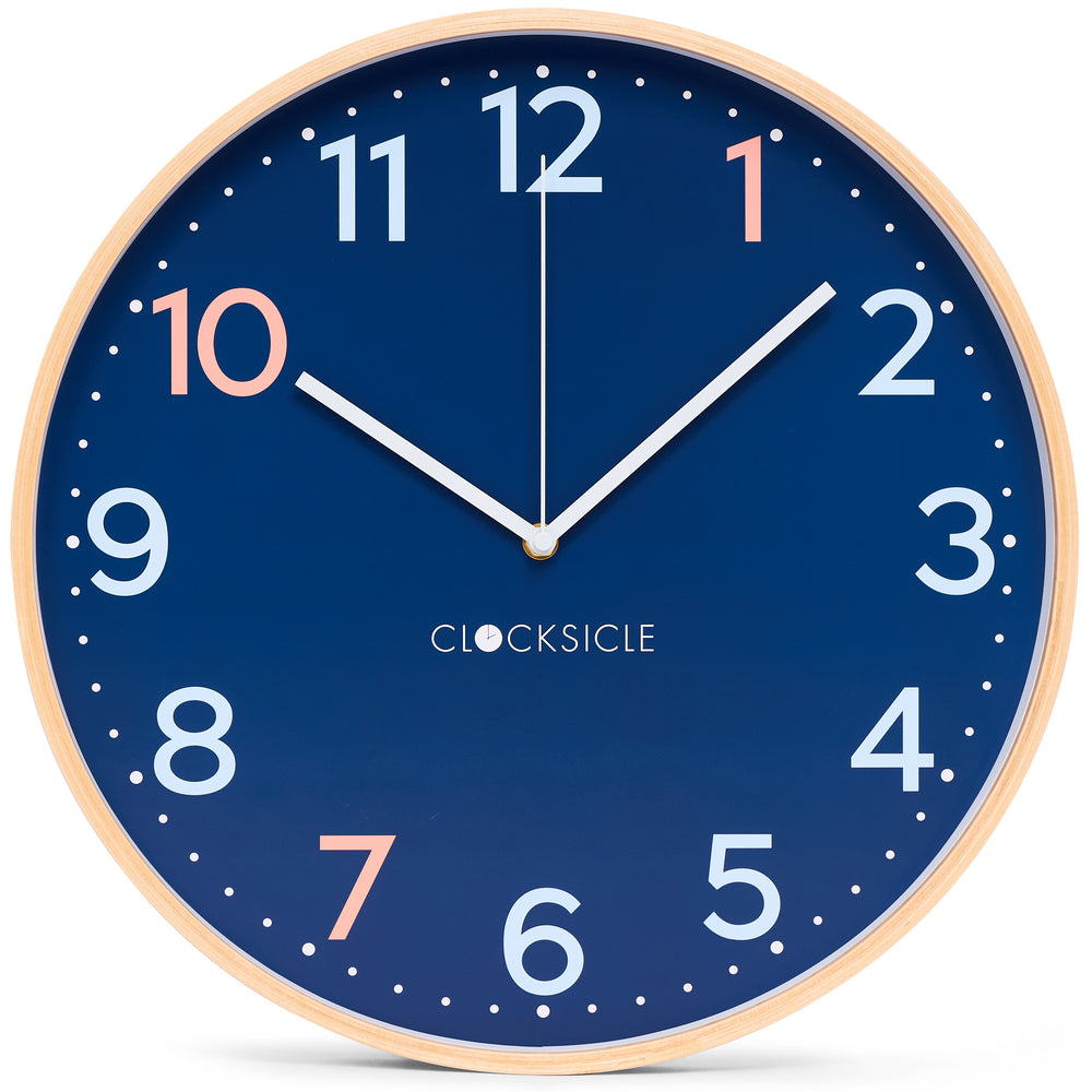 Clocksicle Silent Wood Wall Clock Sailor Blue 40cm CC-40-SAIL Front