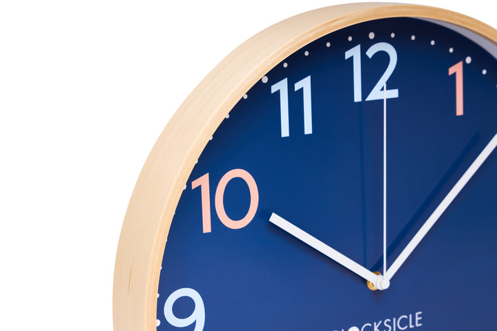 Clocksicle Silent Wood Wall Clock Sailor Blue 40cm CC-40-SAIL Zoom