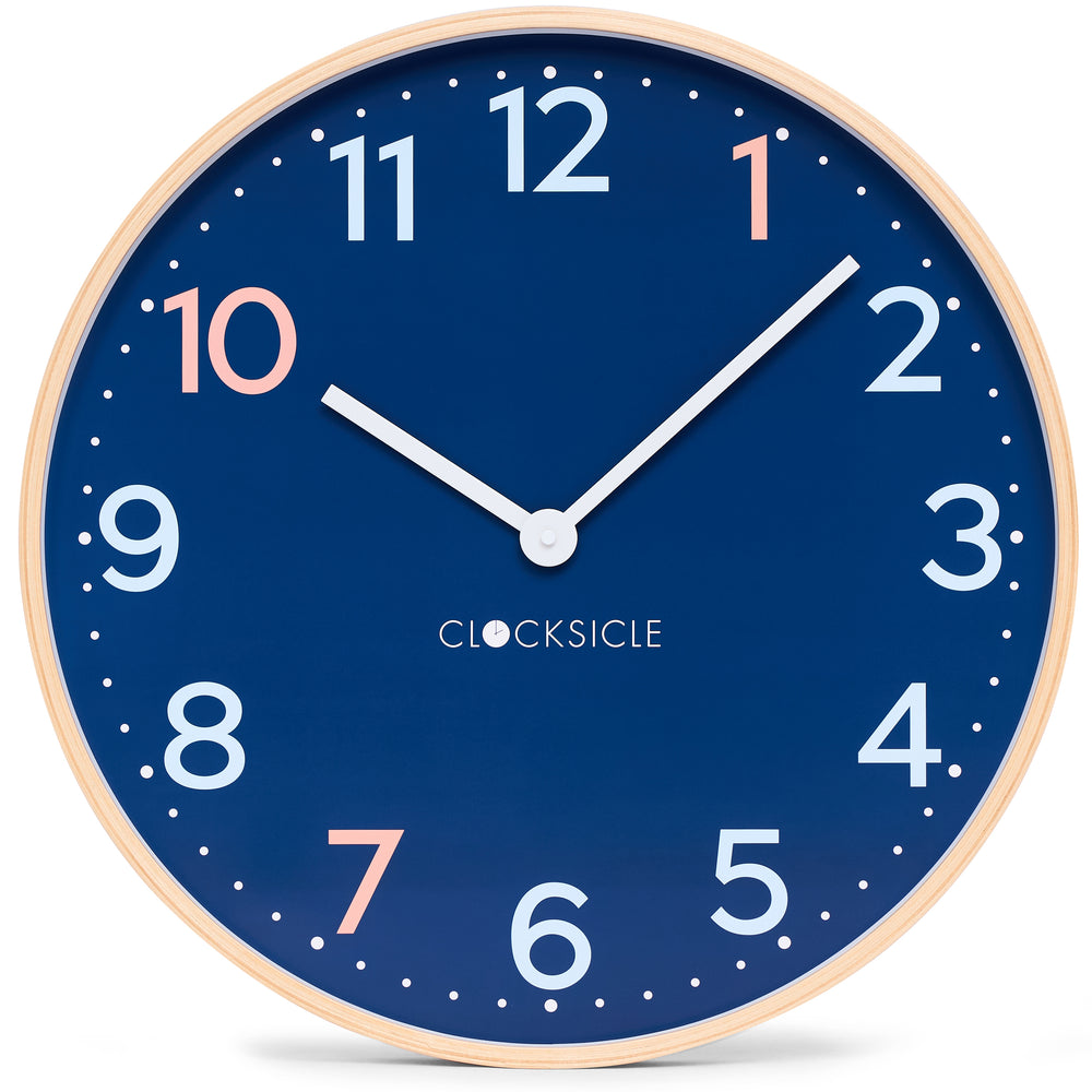 Clocksicle Silent Wood Wall Clock Sailor Blue 50cm CC-50-SAIL Front