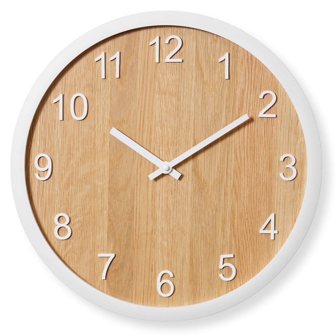 Elme Living Bryden Wooden Wall Clock Natural White 40cm WL.152.NTWH 1