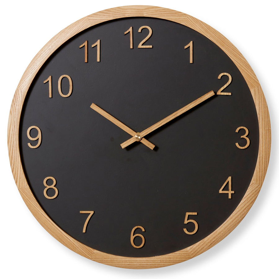 Elme Living Kaylen Wooden Wall Clock Black Natural 40cm WL.156.BKNT 1