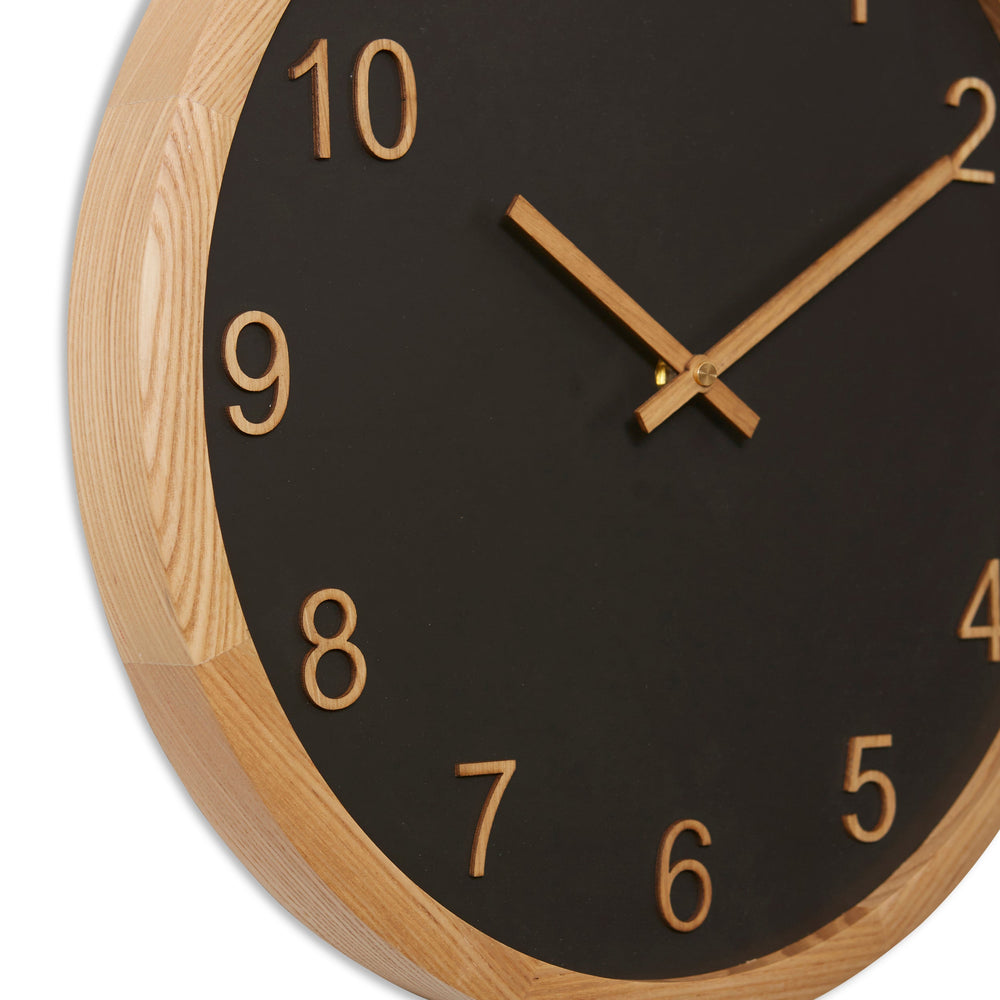 Elme Living Kaylen Wooden Wall Clock Black Natural 40cm WL.156.BKNT 2