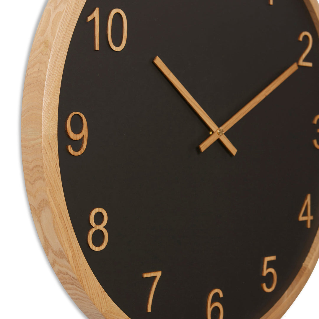 Elme Living Kaylen Wooden Wall Clock Black Natural 60cm WL.157.BKNT 2