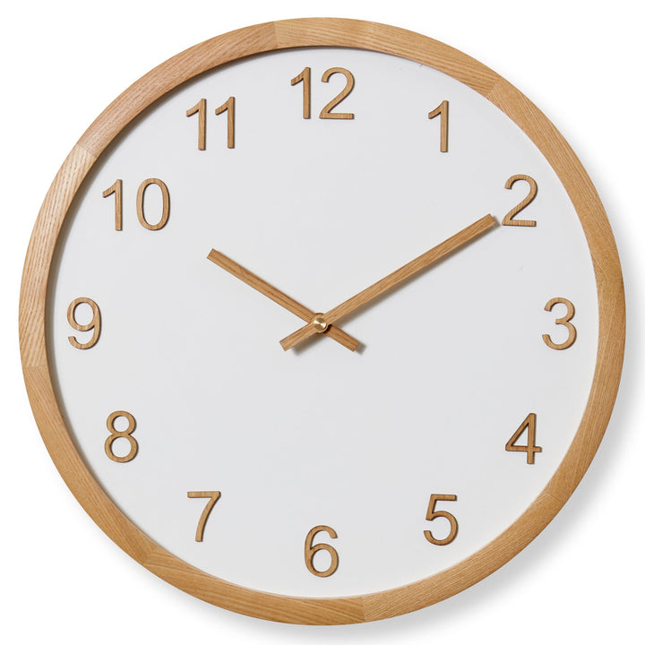 Elme Living Sienna Wooden Wall Clock White Natural 40cm WL.150.WHNT 1