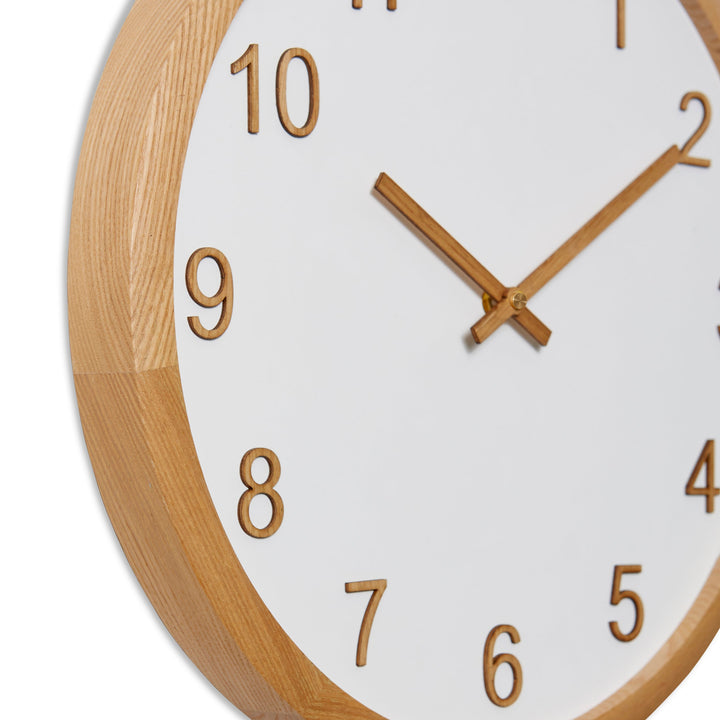 Elme Living Sienna Wooden Wall Clock White Natural 40cm WL.150.WHNT 2