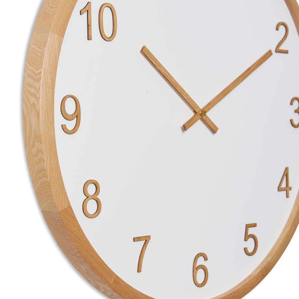 Elme Living Sienna Wooden Wall Clock White Natural 60cm WL.151.WHNT 2