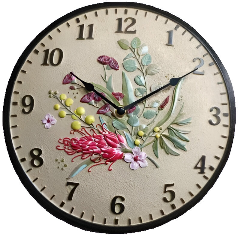 Flower Waterproof Outdoor Wall Clock Beige 30cm OT FL01 1