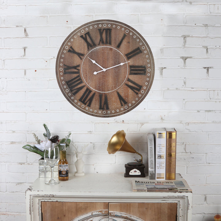 High ST. Alden Rustic Roman Numeral Wall Clock 60cm 56021CLK 5