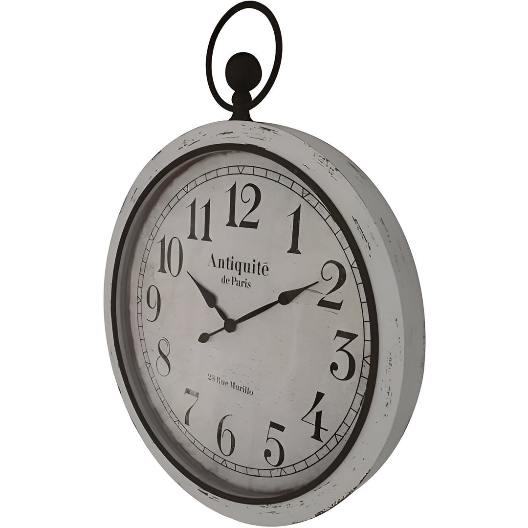 High ST. Distressed Antiquite White Wooden FOB Watch Wall Clock 76cm 56023CLK 2