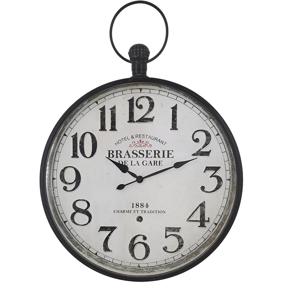 High ST. Distressed Brasserie Black FOB Watch Wall Clock 81cm 56022CLK 1