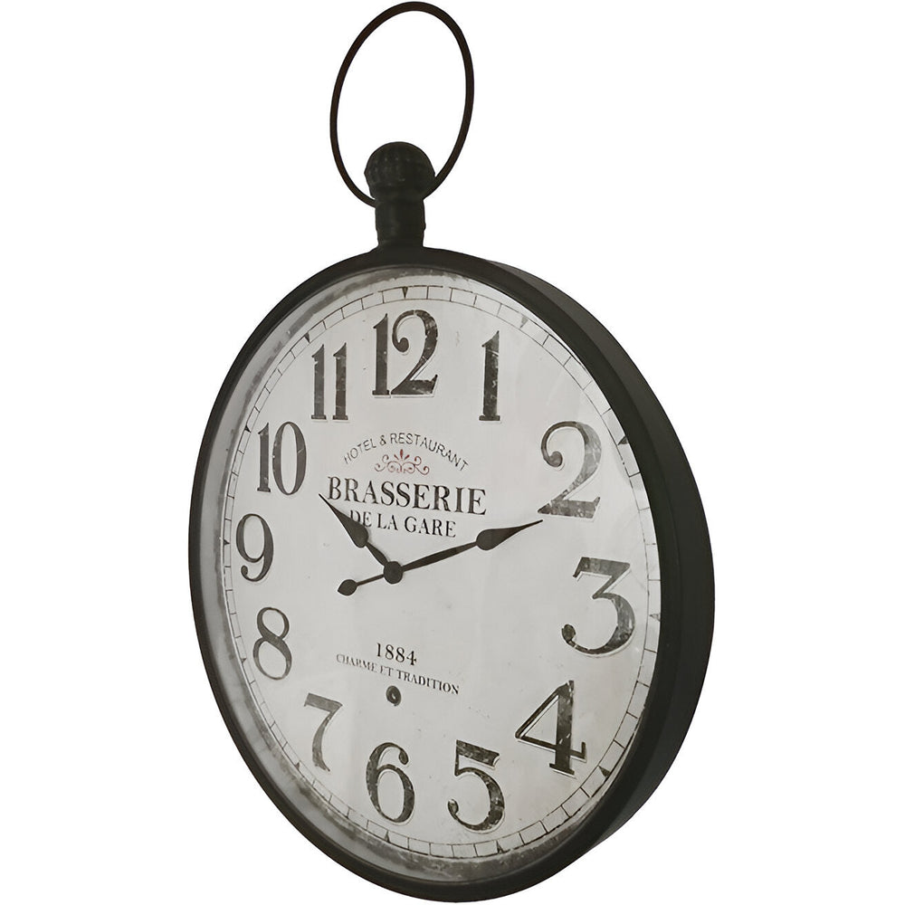 High ST. Distressed Brasserie Black FOB Watch Wall Clock 81cm 56022CLK 2