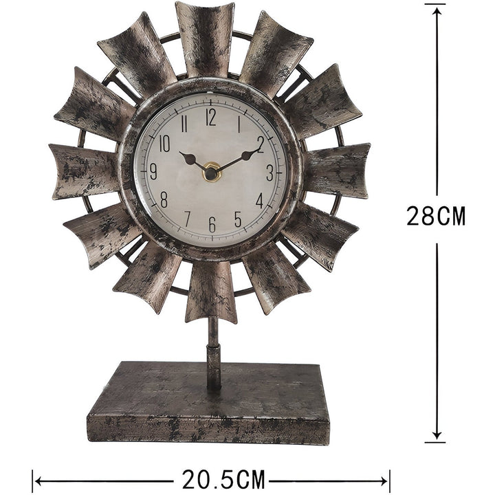 High ST. Rustic Iron Windmill Desk Clock 28cm 56024CLK 3