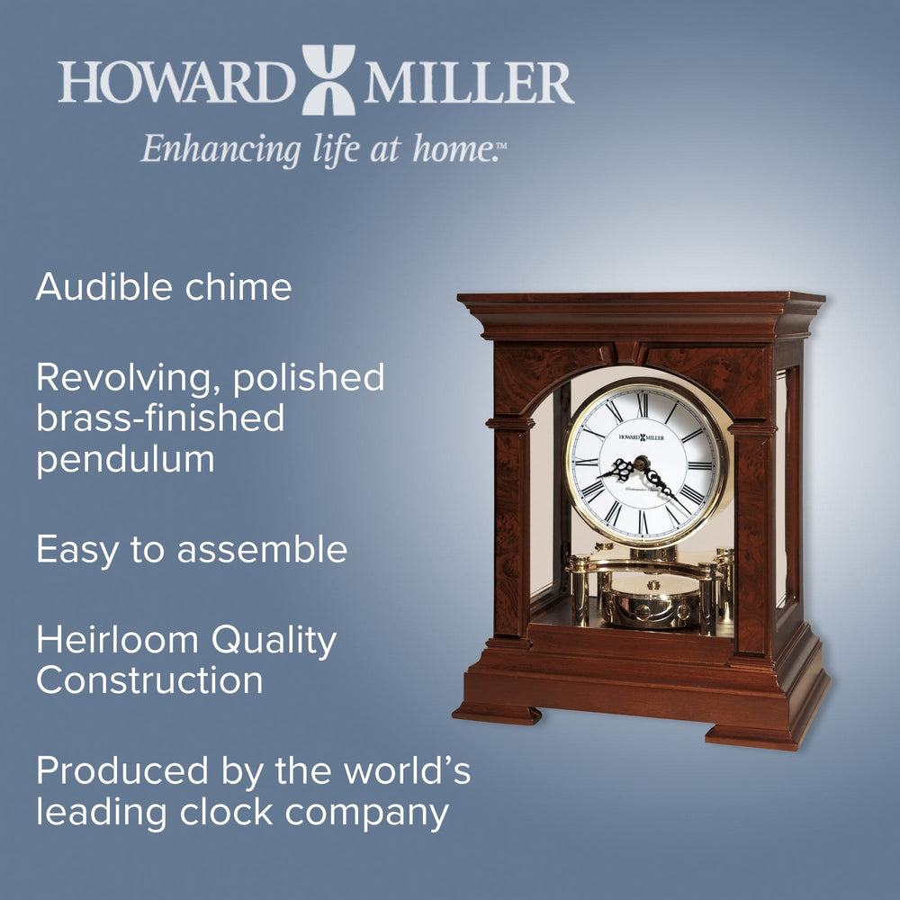 Howard Miller Statesboro Rotating Pendulum Chiming Mantel Clock 30cm 635167 2
