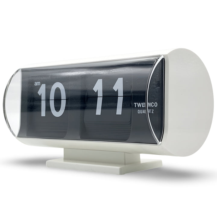 Jadco Marvin Cylindrical Digital Flip Card Desk Clock White 18cm QT30T-White 4