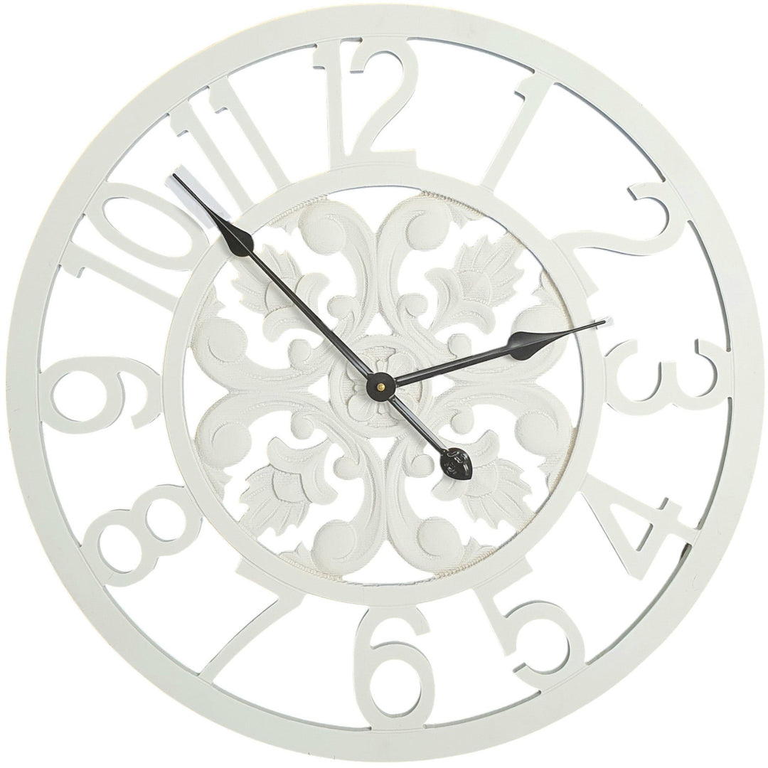 Koda Living Chesham Ornate White Wooden Wall Clock 60cm KC5179 1